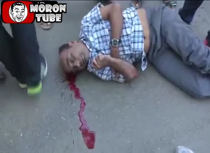 Video :A guy nearly dies at the hands of two cows